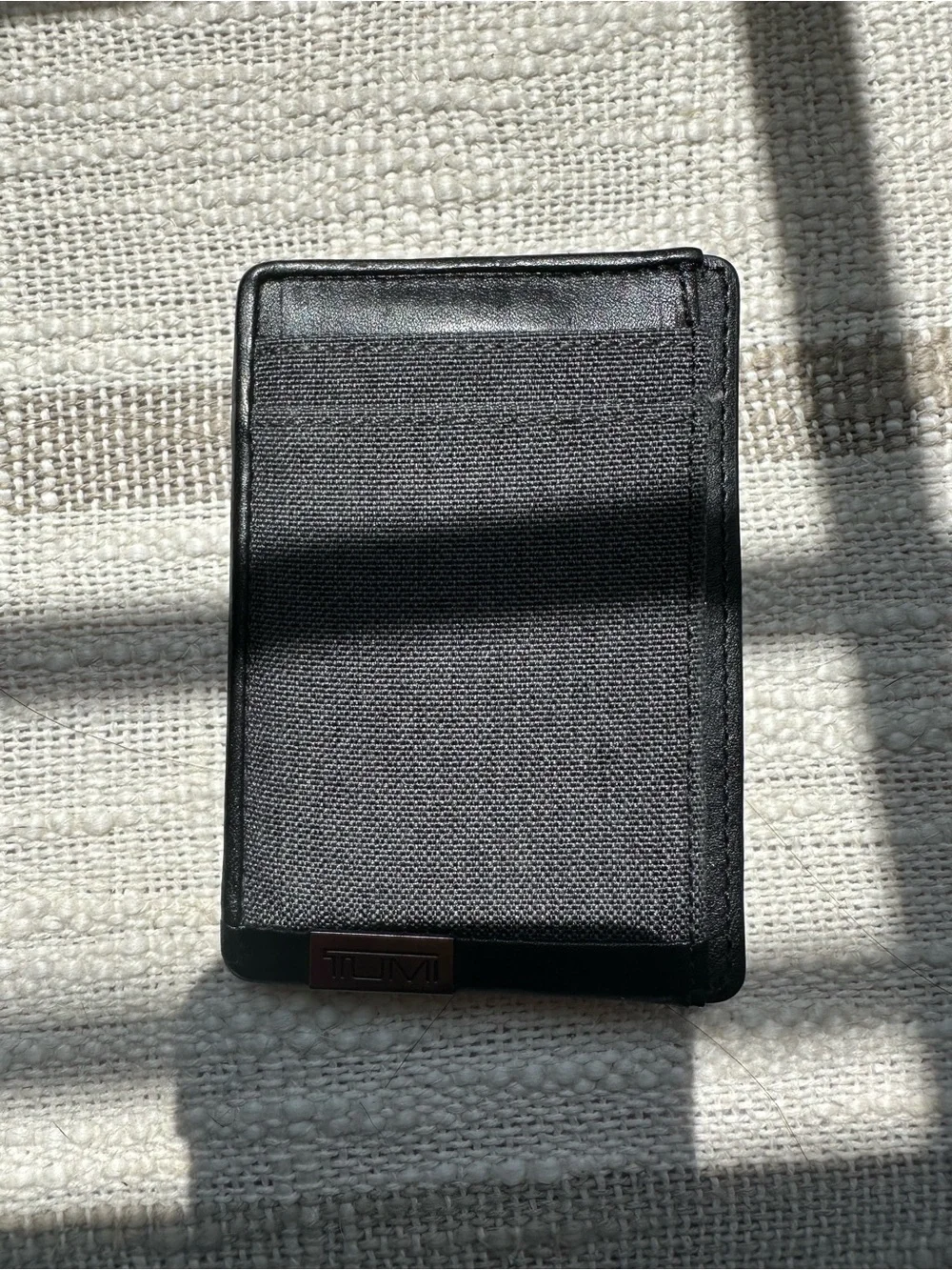 Tumi Black Canvas and Leather Slim Card Holder